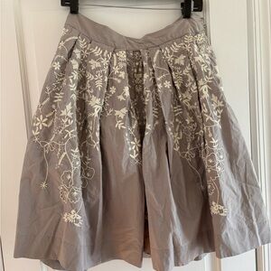 Anthropologie Meadow Rue Embroidered Floral A-Line Skirt